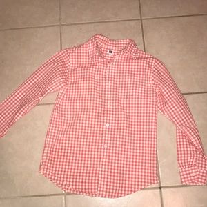 Janie and Jack Coral and white Button down shirt